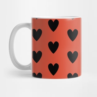 Black Hearts Pattern on Burnt Orange Mug